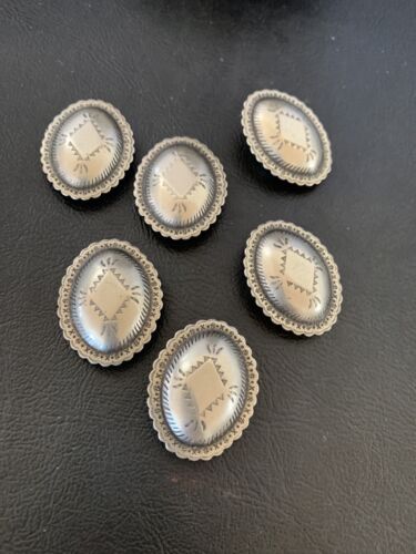 Southwestern Sterling Silver Button Covers | Navajo | 1.25" | Set of 6 | Authentic Native American Handmade | 12350