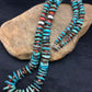 Navajo Turquoise & Spiny Oyster Graduated Necklace | Sterling Silver | Authentic Native American | 29" | 4362