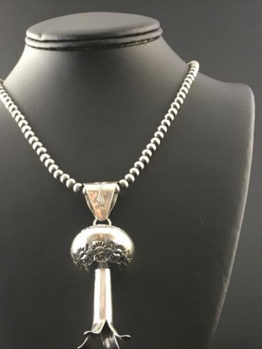 Navajo Sterling Silver Naja Necklace Pendant | 3" | Authentic Native American Handmade | 10046