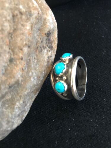 Navajo Kingman Turquoise Multi-Stone Ring | Authentic Native American Sterling Silver | Sz 11.5 | 8201