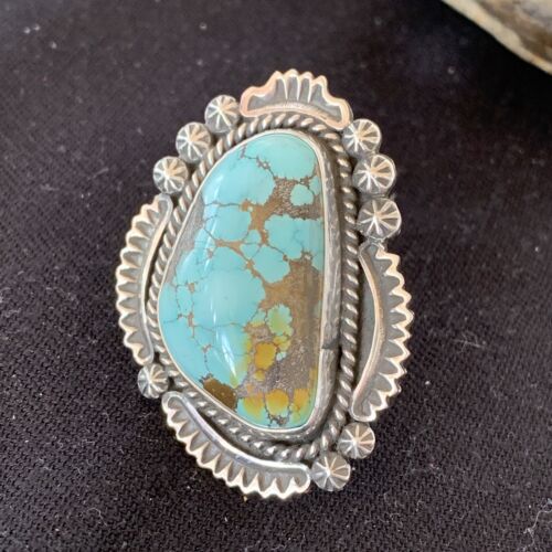 Navajo Blue Royston Turquoise Ring | Sterling Silver | Sz 12.5 | Authentic Native American Handmade | 1473