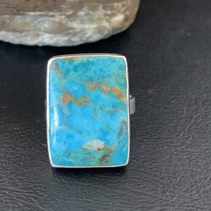 Navajo Blue Kingman Turquoise Ring | Sterling Silver | Sz 8 | Authentic Native American Handmade | 12789