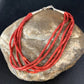 Handmade Liquid Silver 5-Strand Red Apple Coral Heishi Bracelet | Sterling Silver | 7.5" | 13610