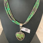 Navajo Pearls Sterling Silver Green Gaspeite Pendant Turquoise Necklace Set | Multi-Strand | 2986