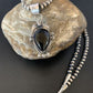 Native American Men's Navajo Pearls Necklace Pendant | Sterling Silver Black Onyx | 13099