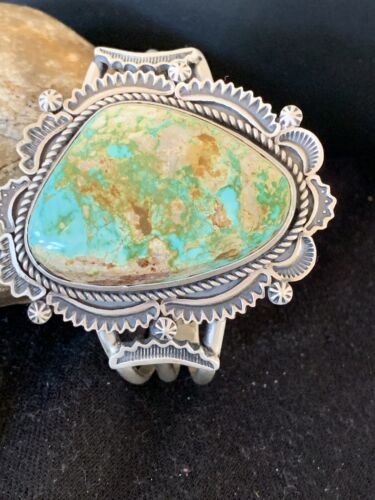 Navajo Royston Turquoise Cuff Bracelet | Sterling Silver | Authentic Native American Handmade | 1164