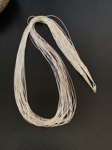 Southwestern Liquid Silver Heishi Necklace | 30 Strands | Sterling Silver Tubes | 26" | 02215