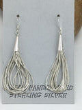 Native American Authentic Sterling Silver Liquid Heishi Dangle Earrings | 2" | 1141