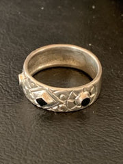 Navajo Men's Sterling Silver Black Onyx Ring | Sz 10 | Authentic Native American Old Pawn | 10802