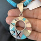 Blue Turquoise & Mother of Pearl Inlay Pendant | Sterling Silver Necklace | Navajo | 8904