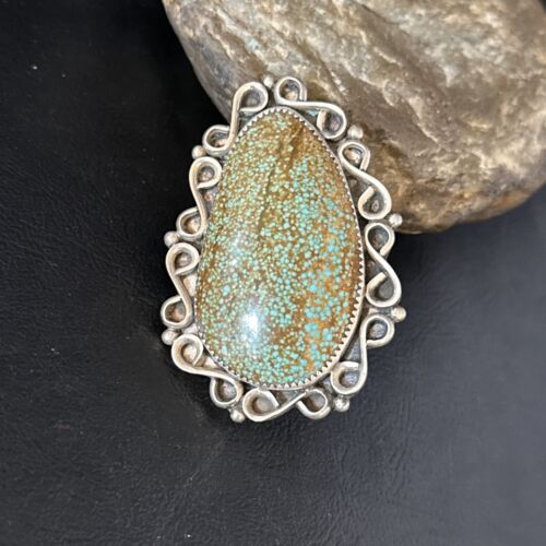 Native American Sterling Silver Blue Turquoise #8 Ring | Sz 9 | 14549