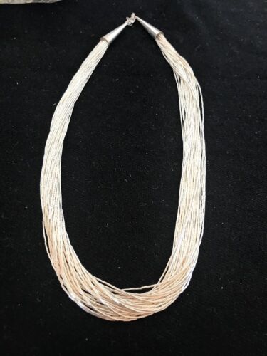 Sterling Silver Liquid Tube Beads Heishi Necklace | Navajo 17" | 30 Strands