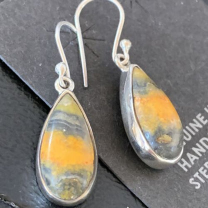 Native American Navajo Bumblebee Jasper Earrings Set | Sterling Silver | Handmade | 1560