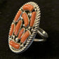 Navajo Red Coral Cluster Ring | Authentic Native American Sterling Silver | Multi-Stone | Sz 9 | 509