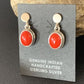 Native American Navajo Red Coral Dangle Earrings | Sterling Silver | 1" | 13114