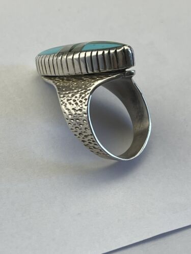 Navajo Opal & Turquoise Inlay Ring | Sterling Silver | Sz 7.5 | Authentic Native American Handmade | 1597