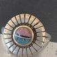 Southwestern Women's Navajo Blue Turquoise Pink Coral Inlay Ring | Sz 7 | 11168