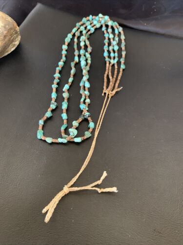 Native American Santo Domingo Shell Nugget Turquoise Necklace | 34" | 12001