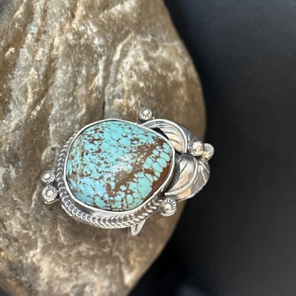Navajo Blue Turquoise #8 Rings | Sterling Silver | Sz 9 | Authentic Native American Handmade | 14284