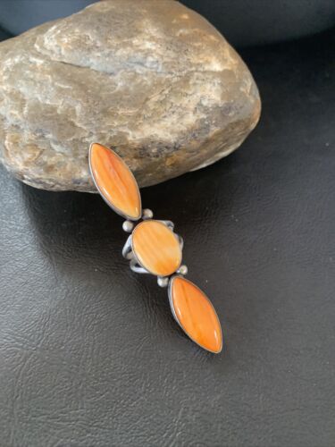 Navajo Orange Spiny Oyster Ring | Authentic Native American Sterling Silver | Multi-Stone | Sz 5.5 | 11657