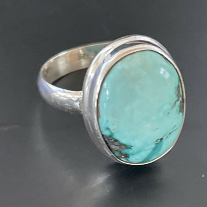 Navajo Spiderweb Blue Turquoise Ring | Sterling Silver | Sz 6.5 | Authentic Native American Handmade | 11446