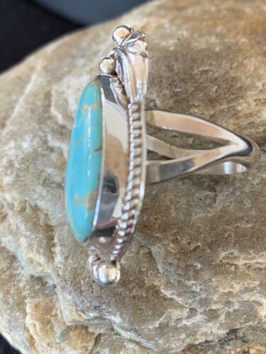 Native American Navajo Blue Turquoise Ring | Sterling Silver | Sz 9.5 | 668