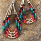 Handmade Liquid Silver Heishi Dangle Earrings | Turquoise Coral | Sterling Silver | 2" | 2001