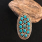 Navajo Kingman Turquoise Cluster Ring | Authentic Native American Sterling Silver | Multi-Stone | Sz 7.5 | 8392