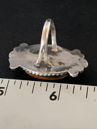 Native American Orange Spiny Oyster Navajo Ring | Sterling Silver | Sz 9 | 13281