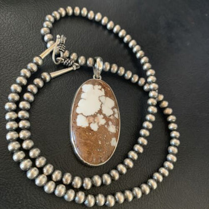 Navajo Wild Horse Turquoise Necklace Pendant | Sterling Silver | Authentic Native American Handmade | 12732