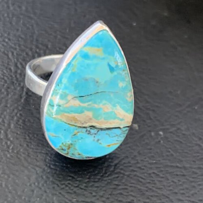 Navajo Blue Kingman Turquoise Ring | Sterling Silver | Sz 8 | Authentic Native American Handmade | 12793