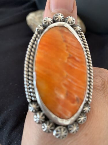 Southwestern Women's Navajo Spiny Oyster Ring | Sterling Silver | Sz 11.5 | Authentic Native American Handmade | 1000