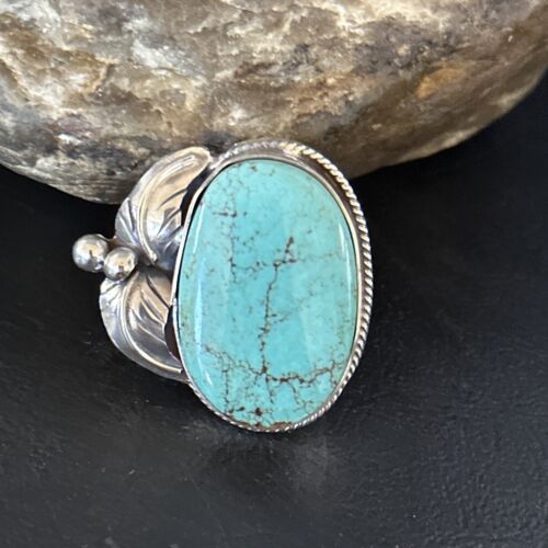 Navajo Blue Turquoise #8 Ring | Sterling Silver | Sz 9.5 | Authentic Native American Handmade | 14291