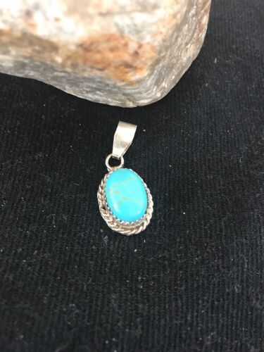 Navajo Handmade Sterling Silver Turquoise Pendant | 1" | Native American | 3162
