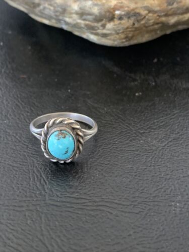 Southwestern Old Pawn Navajo Blue Turquoise Ring | Sterling Silver | Sz 5.5 | 10775