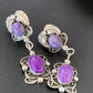 Navajo Purple Sugilite Dangle Post Earrings | Sterling Silver | 2" | Authentic Native American Handmade | 1524