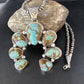Navajo Blue #8 Turquoise Squash Blossom Necklace Pendant | Authentic Native American Sterling Silver | Naja | 14241