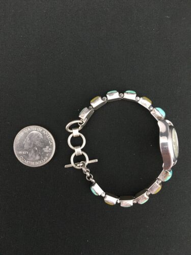 Authentic Native American Navajo Vintage Watch Tips | Blue Green Turquoise | Sterling Silver | 7" | 4916