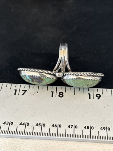 Navajo Green Turquoise Cluster Ring | Authentic Native American Sterling Silver | Multi-Stone | Sz 9.5 | 14500