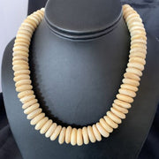 Native American Santo Domingo White Bone Bead Necklace | Brass | 18" | 12950