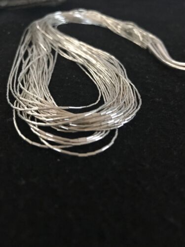 Native American Heishi Tubes Necklace | 30 Strands Liquid Sterling Silver | 23" | 8481