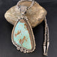 Blue Royston Turquoise Pendant Necklace | Sterling Silver | 3.5" | Authentic Native American Handmade | 13939