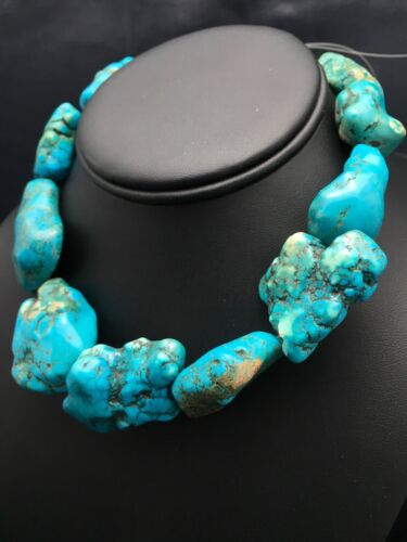 Native American Blue Turquoise Nugget Bead Strand | Free Form | 3152 - Masha USA