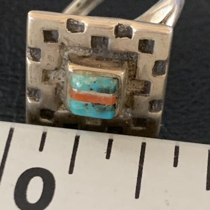 Southwestern Women's Navajo Blue Turquoise Spiny Oyster Inlay Ring | Sz 6 | 13168