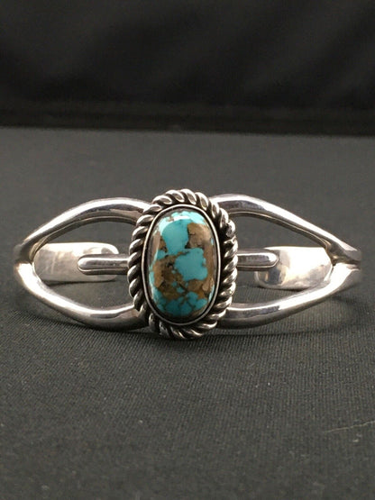 Native American Turquoise Cuff Bracelet | Navajo Sterling Silver | Handmade | 4745