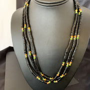 Navajo Sterling Silver Black Onyx Spiny Turquoise Bead Necklace Heishi 22" | Handmade 10893