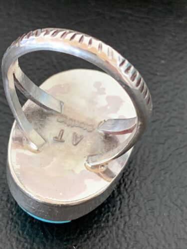 Navajo Blue Turquoise Ring | Sterling Silver | Sz 8 | Authentic Native American Handmade | 1825