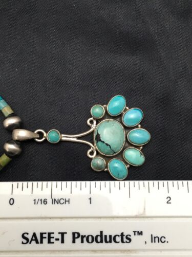 Navajo Turquoise Cluster Pendant Necklace | Sterling Silver | 20" | Authentic Native American Handmade | 4079