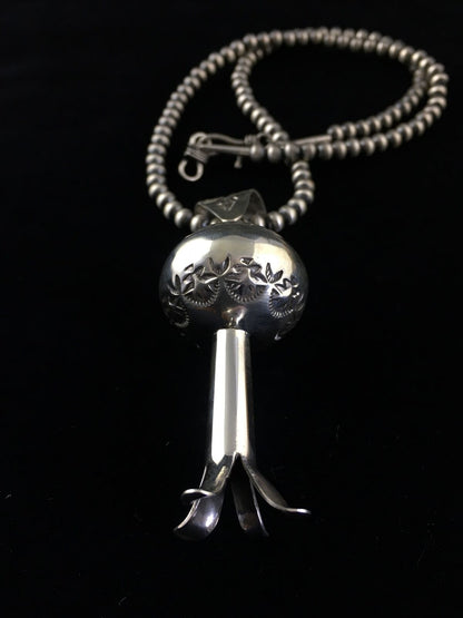 Navajo Sterling Silver Naja Necklace Pendant | 3" | Authentic Native American Handmade | 10048 - Masha USA