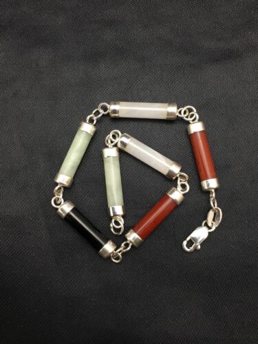 Navajo Turquoise Tube Link Bracelet | Sterling Silver | Authentic Native American Handmade | 4032